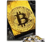 Jigsaws 1000 Pieces for Adults Golden Bitcoin Adult Puzzles,for Educational Game Challenge Toy Birthday Present, Gifts, Wall Art (38x26cm)