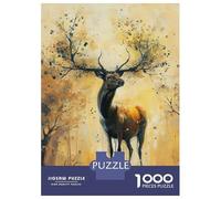 Jigsaws 1000 Pieces for Adults Golden Deer Jigsaw for Adults Relaxing Games Presents for Women Fun at Home Activities, 38x26cm/1000pcs