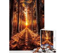 Jigsaws 1000 Pieces for Adults Golden Forest Path Shared Joyful Family Experience Wonderful Christmas Surprise Gifts (50x75cm)