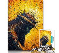 Jigsaws 1000 Pieces for Adults Golden Jesus Adult Puzzles,Fun Games Every Piece Is Unique - Challenging Family Fun Game (size 38x26cm)