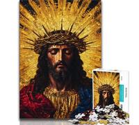 Jigsaws 1000 Pieces for Adults Golden Jesus Adult Puzzles,Fun Games Every Piece Is Unique - Challenging Family Fun Game (size 38x26cm)