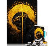 Jigsaws 1000 Pieces for Adults Golden Jesus, Educational Stress Relief Toy,with Matching Poster And Trivia Sheet for Age 14 Years Up 38x26cm
