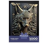 Jigsaws 1000 Pieces for Adults Golden Lord Wolf Art Deco Puzzles for Adults Brain Teaser Game Stress Reliever Unique Birthday And Xmas Gifts 38x26cm/1000pcs