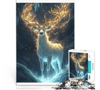 Jigsaws 1000 Pieces for Adults Golden Magical Stag Made of wood Suitable for people aged 14 and above Play Toys As a gift for the whole family and friends。size：50x75cm