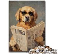 Jigsaws 1000 Pieces for Adults Golden Retriever Reading Newspaper for Ages 14 And over Fun Games Fun Activities at Home, Birthday Gifts, Travel Gifts 50x75cm