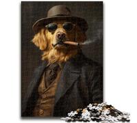Jigsaws 1000 Pieces for Adults Golden Retriever Smoking for Ages 14 And over Fun Games Fun Activities at Home, Birthday Gifts, Travel Gifts 50x75cm
