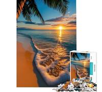 Jigsaws 1000 Pieces for Adults Golden Sunset Over The Ocean Difficult And Challenge Pattern Assembly Practical Game Suitable for People Aged 14 And Above (50X75cm)