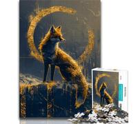 Jigsaws 1000 Pieces for Adults Golden Wolf Fox,Educational Games Home Decoration Educational Game for Birthday,Chrismas (38x26cm)