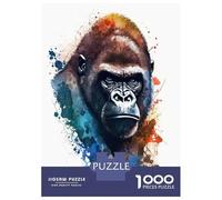 Jigsaws 1000 Pieces for Adults Gorilla in Watercolor Puzzles for Adults Brain Teaser Game Stress Reliever Unique Birthday And Xmas Gifts 38x26cm/1000pcs