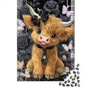 Jigsaws 1000 Pieces for Adults Gothic Highland Cow Plush Toy Jigsaw for Adults Relax Games But Fun And Humorous Challenging Game Gifts 52x38cm/1000pcs