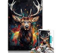 Jigsaws 1000 Pieces for Adults Graffiti Deer,Help The Brain Exercise Addictive Toys to Cultivate Patience Artists Collection,Fine Art (38x26cm)