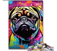 Jigsaws 1000 Pieces for Adults Graffiti Painting Pug 1000 Piece Jigsaw Puzzles for Adults Perfect for Home & Office Decor, Parties, Birthdays (Size 26x38 cm)