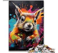 Jigsaws 1000 Pieces for Adults Graffiti Painting Squirrel Impossible Jigsaw Puzzles for Adults size50x75cm for Family Interactive Game