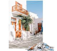 Jigsaws 1000 Pieces for Adults Greek Island Architecture Help The Brain Exercise Wall Decoration Educational Toy Suitable for People Aged 14 And Above (38x26cm)