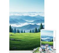 Jigsaws 1000 Pieces for Adults Green Meadow And Distant Blue Mountains Puzzles for Teenagers Pattern Assembly Difficult And Challenge Challenging Game And Family Play (50x75cm)