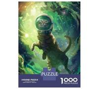 Jigsaws 1000 Pieces for Adults Green Space Cat Jigsaw for Adults Relax Games But Fun And Humorous Challenging Game Gifts 38x26cm/1000pcs