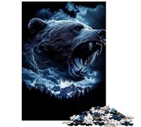 Jigsaws 1000 Pieces for Adults Grizzly Bear Roar Help The Brain Exercise Wall Decoration Educational Toy Suitable for People Aged 14 And Above (38x26cm)