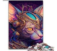 Jigsaws 1000 Pieces for Adults Hairless Cat Warrior Wooden Jigsaw Puzzles size50x75cm Challenging DIY Brain Teaser for Teenagers