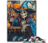 Jigsaws 1000 Pieces for Adults Halloween Skeleton Challenging Game And Family Play with Fully Interlocking Randomly Shaped Pieces 50x75cm