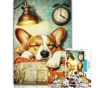 Jigsaws 1000 Pieces for Adults Happy Corgi 1000 Piece Jigsaw,Family Entertainment Toys with Matching Poster And Trivia Sheet 75x50cm