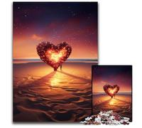 Jigsaws 1000 Pieces for Adults Heart on The Beach Paper Jigsaw Puzzles for Adults for Mother'S Day, Birthdays, Christmas 1000 PCS(38x26cm)