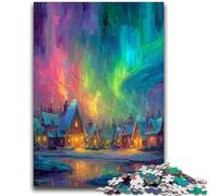 Jigsaws 1000 Pieces for Adults Houses Under The Aurora Puzzles for Teenagers,Brain Intelligence Challenge Addictive Toys for Home Decoration (75x50cm)