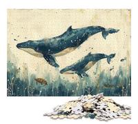 Jigsaws 1000 Pieces for Adults Humpback Whales Painting Jigsaw Puzzles for Adults Woodenboard Puzzles Challenging Game 1000pcs (75x50cm)
