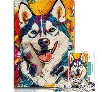 Jigsaws 1000 Pieces for Adults Husky Dog,Stress Reliever Difficult Challenge Every Piece Is Unique - Challenging Family Fun Game (75x50cm)