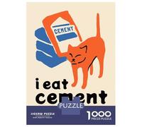 Jigsaws 1000 Pieces for Adults I Eat Cement Meme Cat Art Puzzle for Adults Relax Games Analysis And Logic Christmas Birthday Gifts 70x50cm/1000pcs