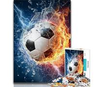 Jigsaws 1000 Pieces for Adults Ice And Fire Football 1000 Piece Jigsaw,Family Entertainment Toys with Matching Poster And Trivia Sheet 38x26cm