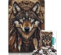 Jigsaws 1000 Pieces for Adults Indian Wolf,Help The Brain Exercise Addictive Toys to Cultivate Patience Gift For Birthdays 38x26cm