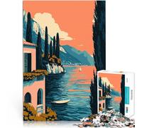 Jigsaws 1000 Pieces for Adults Italian Lakeside Villa Minimalist Art Lernspielzeug Die Liebe zwischen Paaren stärken75x50cm