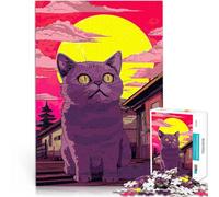 Jigsaws 1000 Pieces for Adults japan cat city Made of cardboard Suitable for ages 14 and up Fun games Fun activities at home, birthday gifts, travel gifts。size：38x52cm/14.96x20.47inch