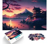 Jigsaws 1000 Pieces for Adults Japanese Castle Sunset Made of cardboard,for ages 14 and over Staycation Kill time Unique Home Decorations and Gifts。size:26x38cm/10.24x14.96inch