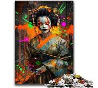 Jigsaws 1000 Pieces for Adults Japanese Geisha Challenging Game And Family Play with Fully Interlocking Randomly Shaped Pieces 26x38cm