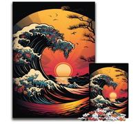 Jigsaws 1000 Pieces for Adults Japanese Style Waves Puzzles for Adults Challenging Brain Teaser for Teenagers, Family Fun Interactive Game 50x75CM/19.68x29.52inch