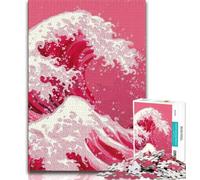 Jigsaws 1000 Pieces for Adults Japanese Style Waves Puzzles for Adults,Fun Activity for Home, Rainy Days Toys, Birthday Gifts (size 75x50cm)