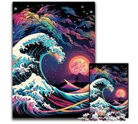 Jigsaws 1000 Pieces for Adults Japanese Waves Challenging Puzzles Challenging Brain Teaser for Teenagers, Family Fun Interactive Game 26X38CM/10.23x14.96inch