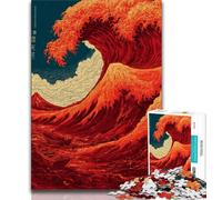 Jigsaws 1000 Pieces for Adults Japanese Waves,Help The Brain Exercise Addictive Toys to Cultivate Patience Perfect Decoration (38x26cm)