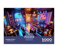 Jigsaws 1000 Pieces for Adults Jazz Club Neon Lights Jigsaws for Adults Hands-on Game Difficult Challenge Challenging Game Gifts 38x26cm/1000pcs