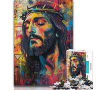 Jigsaws 1000 Pieces for Adults Jesus Graffiti,Help The Brain Exercise Addictive Toys to Cultivate Patience Gift For Birthdays 38x26cm