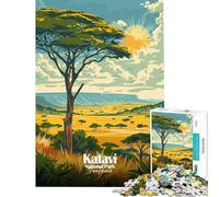 Jigsaws 1000 Pieces for Adults Katavi National Park, Tanzania Illustration Brain Intelligence Challenge Addictive Toys Relax Games Family Activities Funny Gifts (size 50x75cm)
