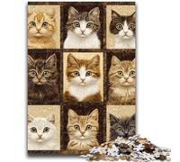 Jigsaws 1000 Pieces for Adults Kitten Collage Challenging Game And Family Play with Fully Interlocking Randomly Shaped Pieces 50x75cm