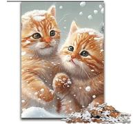 Jigsaws 1000 Pieces for Adults Kitten in The Snow JigsawPuzzle 1000 Pieces for Adults Perfect for Home & Office Decor, Parties, Birthdays (Szie 26x38 cm)