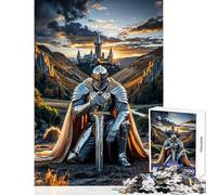 Jigsaws 1000 Pieces for Adults Knight Kneeling Before Castle Toy Wall Decor Great Gift for Games Family Game Enhance Love between Couples Size 50x75cm