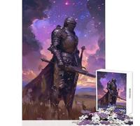Jigsaws 1000 Pieces for Adults Knight Under A Starry Sky Puzzles for Teenagers Pattern Assembly Difficult And Challenge Challenging Game And Family Play (38x26cm)