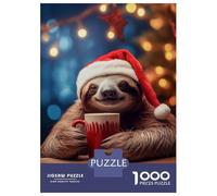 Jigsaws 1000 Pieces for Adults Lazy Sloth Hot Chocolate Jigsaws for Adults Relax Games Presents for Women Unique Birthday And Xmas Gifts 70x50cm/1000pcs