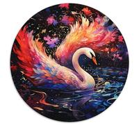 Jigsaws 1000 Pieces for Adults Leash magical swan swooping in from the left at night bold satu ffe-bfb-d-beb-ffc Round Paper Jigsaw Puzzles Brain Teaser Game,Interactive Family Game