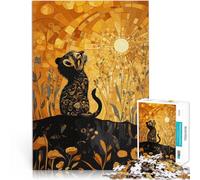 Jigsaws 1000 Pieces for Adults Lion Cub with Sunrise Art Made of wood，Suitable for ages 14 and up Educational toys Gifts Ideas。size：50x75cm/14.96x20.47inch