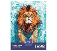 Jigsaws 1000 Pieces for Adults Lion Swimming in Blue Water Puzzle for Adults Relax Games Analysis And Logic Christmas Birthday Gifts 70x50cm/1000pcs